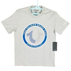 True Religion Mens Heather Grey Strike Crew Neck Short Sleeve T-shirt Medium NWT